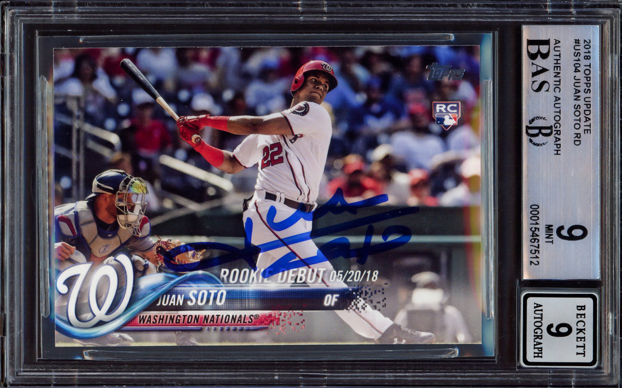 Juan Soto Autographed 2018 Topps Update Rookie Card #US104 New York Mets BGS 9 Auto Grade Mint 9 Beckett BAS #15467512