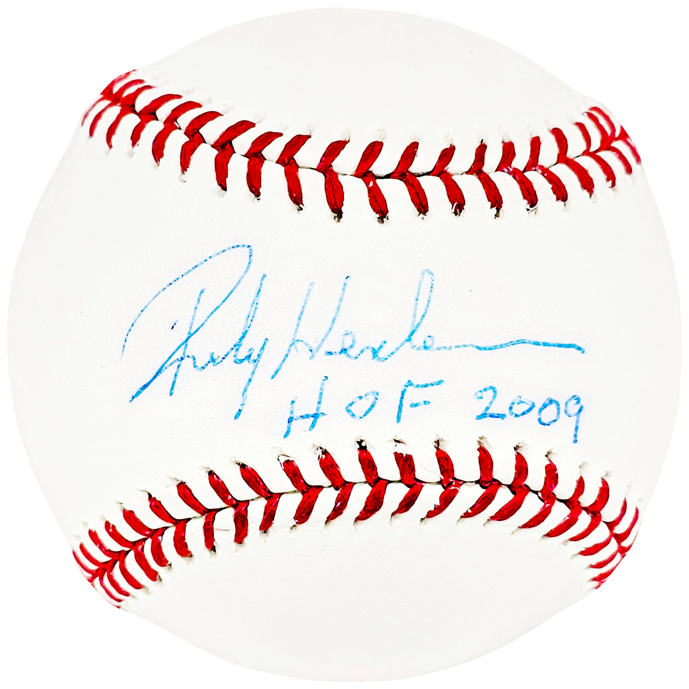 Rickey Henderson Autographed Official MLB Baseball Oakland A's, New York Yankees "HOF 2009" MLB Holo & Steiner Holo SKU #213882