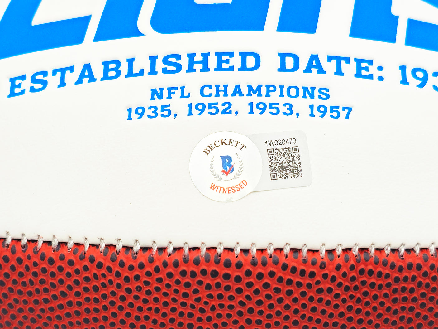 Sam LaPorta Autographed Detroit Lions White Logo Football Beckett BAS Witness Stock #225896