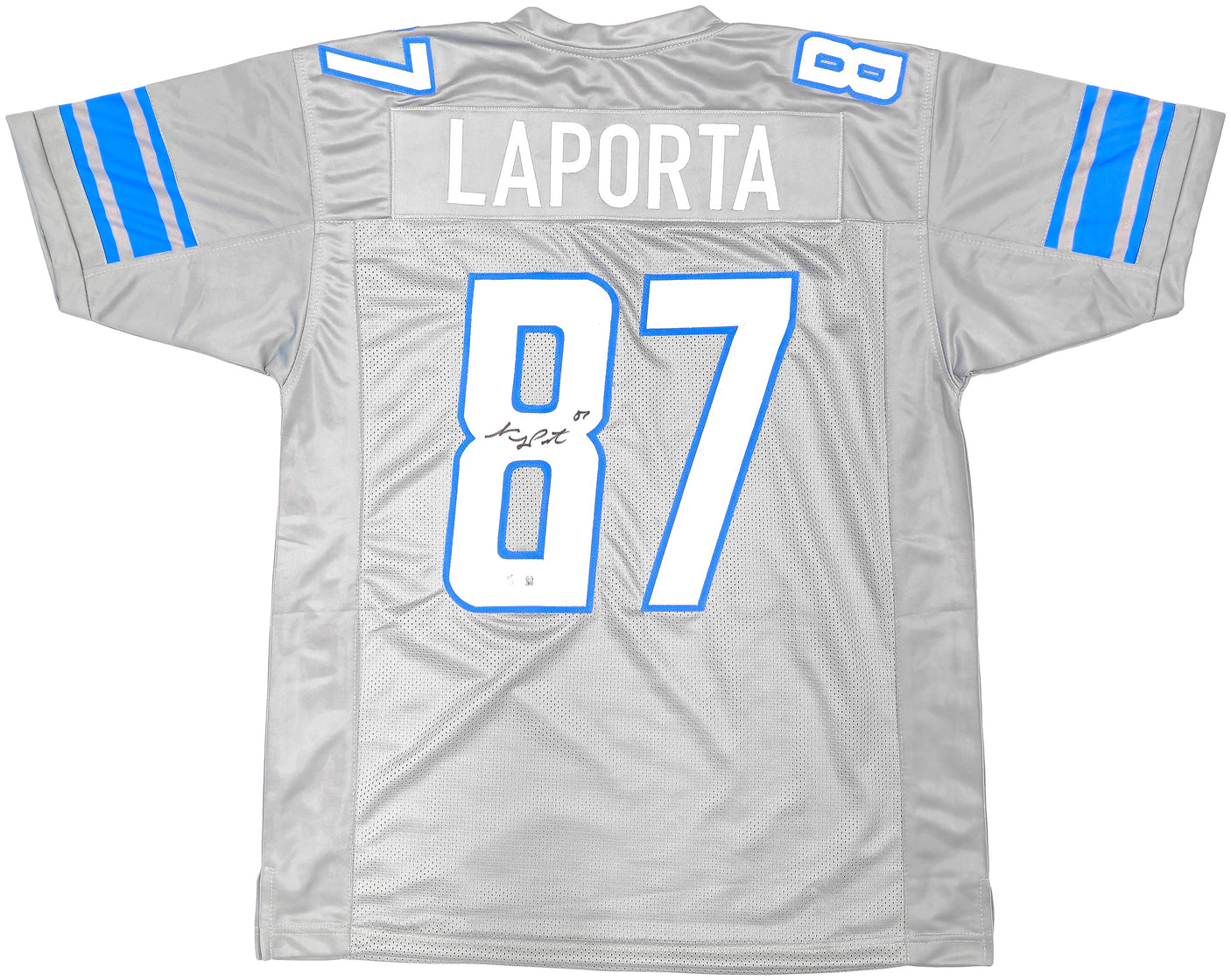 Detroit Lions Sam LaPorta Autographed Gray Jersey Beckett BAS Witness Stock #225899