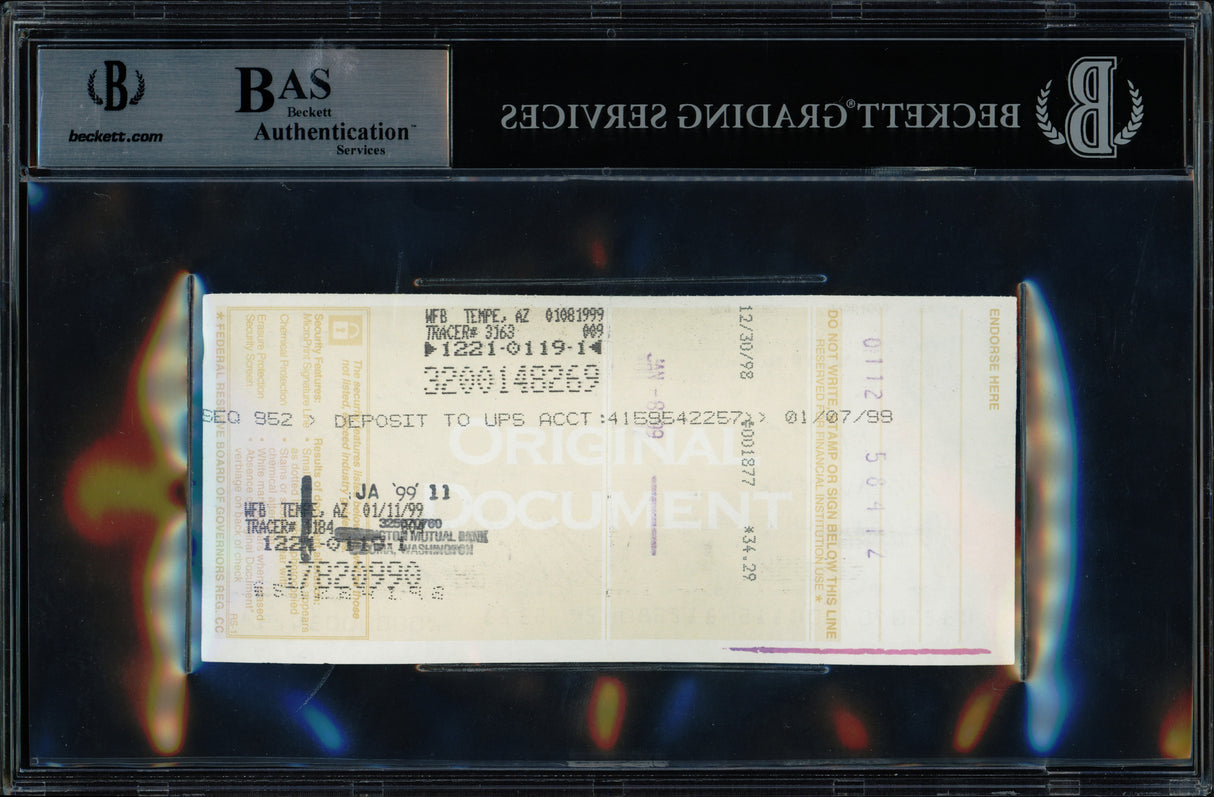 Bill Russell Autographed 3x6 Check Boston Celtics Beckett BAS Stock #239744