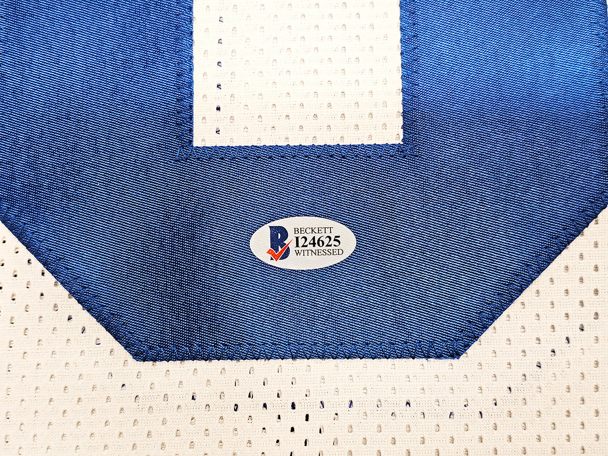Dallas Cowboys Alvin Harper Autographed White Jersey Beckett BAS Witness Stock #212452