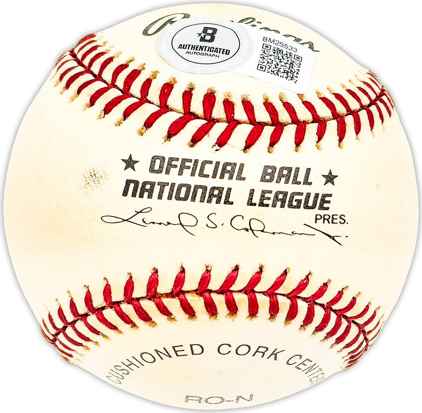 Dick Schaap Autographed Official NL Baseball Sportswriter Broadcaster Beckett BAS QR #BM25533