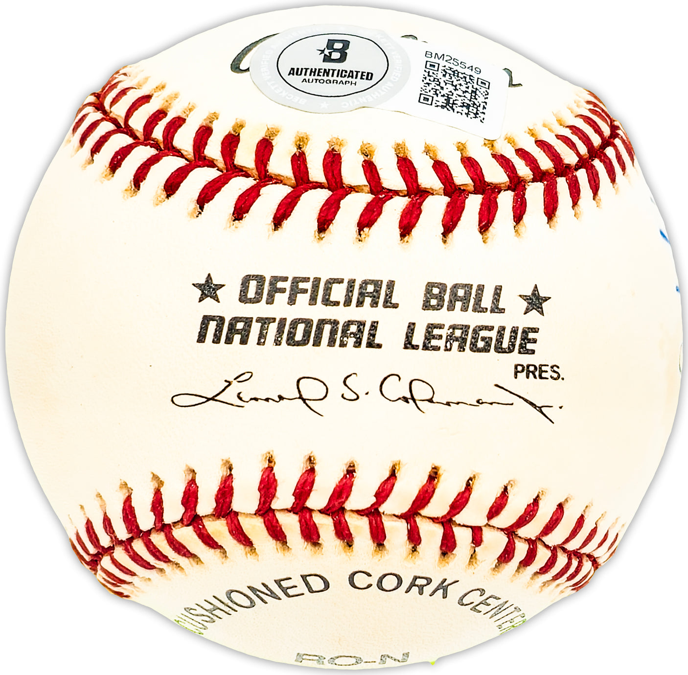 Bob Addis Autographed Official NL Baseball Chicago Cubs Beckett BAS QR #BM25549