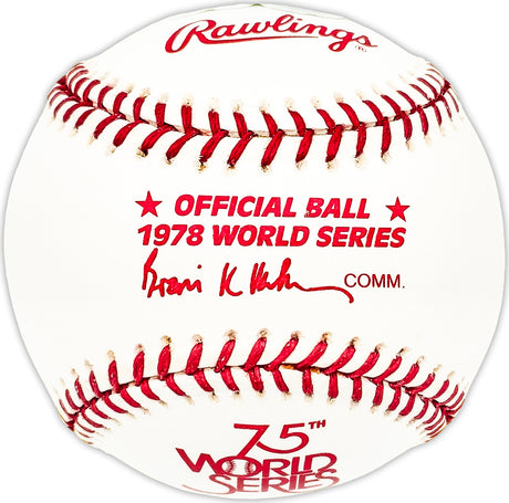 Ron Guidry Autographed Official 1978 World Series Logo MLB Baseball New York Yankees "WS Champs 77-78 78 Cy Young" Beckett BAS QR #BM25608