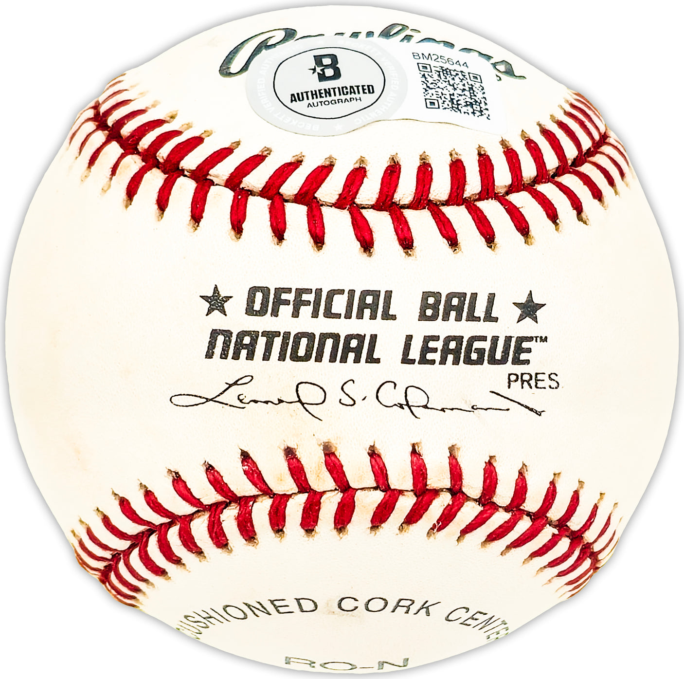 Lou Stringer Autographed Official NL Baseball Boston Red Sox, Chicago Cubs Beckett BAS QR #BM25644
