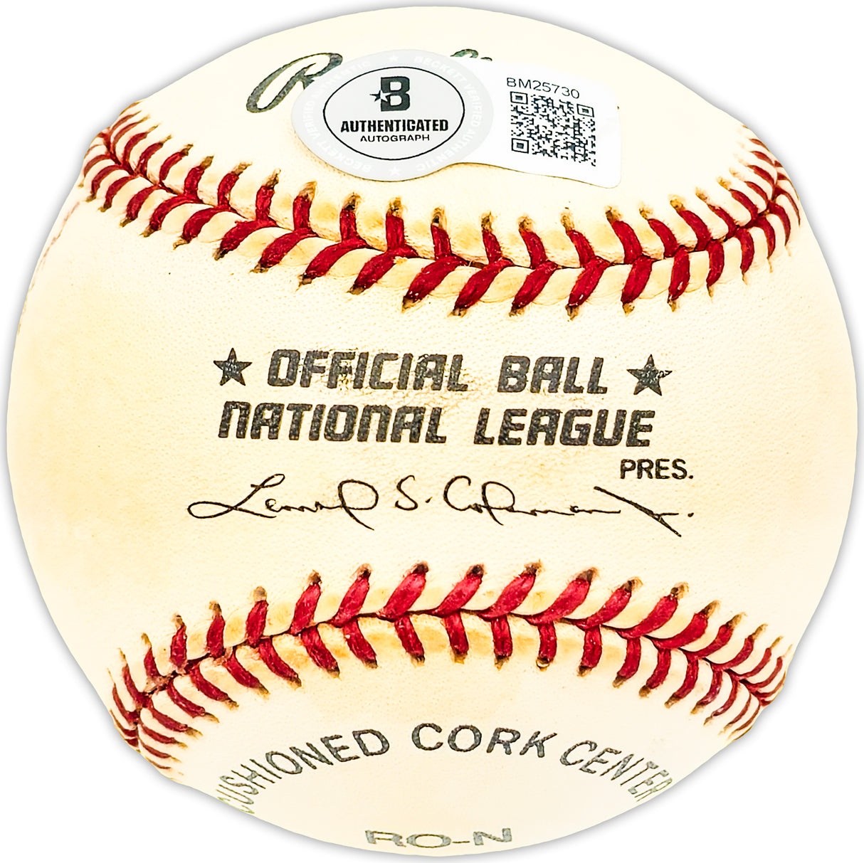 Sam Calderone Autographed Official NL Baseball NY Giants, Milwaukee Braves Beckett BAS QR #BM25730