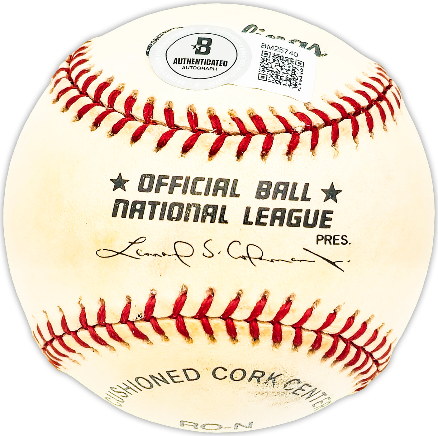 Leonard Coleman Autographed Official NL Baseball NL President Beckett BAS QR #BM25740