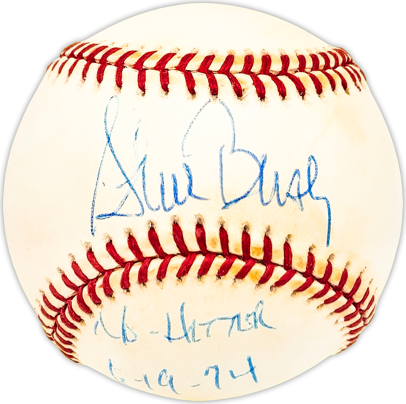 Steve Busby Autographed Official AL Baseball Kansas City Royals "No Hitter 6-19-74" Beckett BAS QR #BM25766