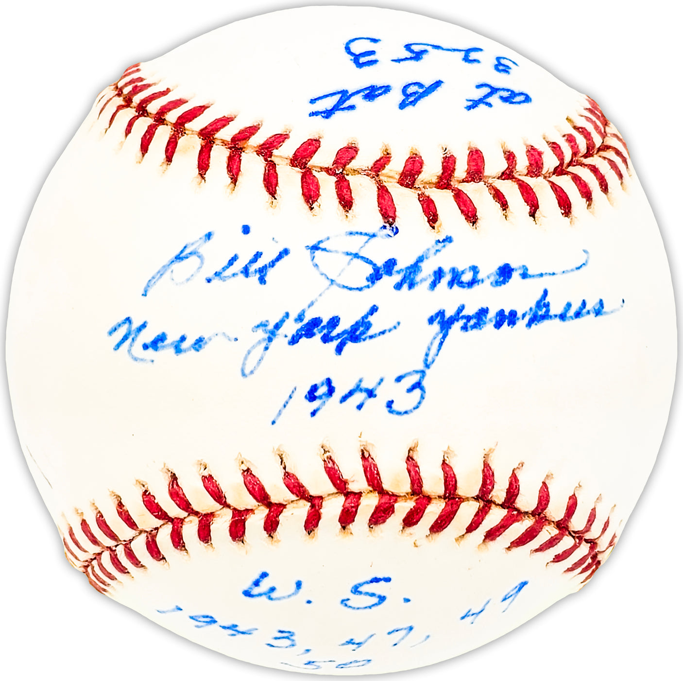 Bill Johnson Autographed Official AL Baseball New York Yankees "Stat Ball" Beckett BAS QR #BM25325