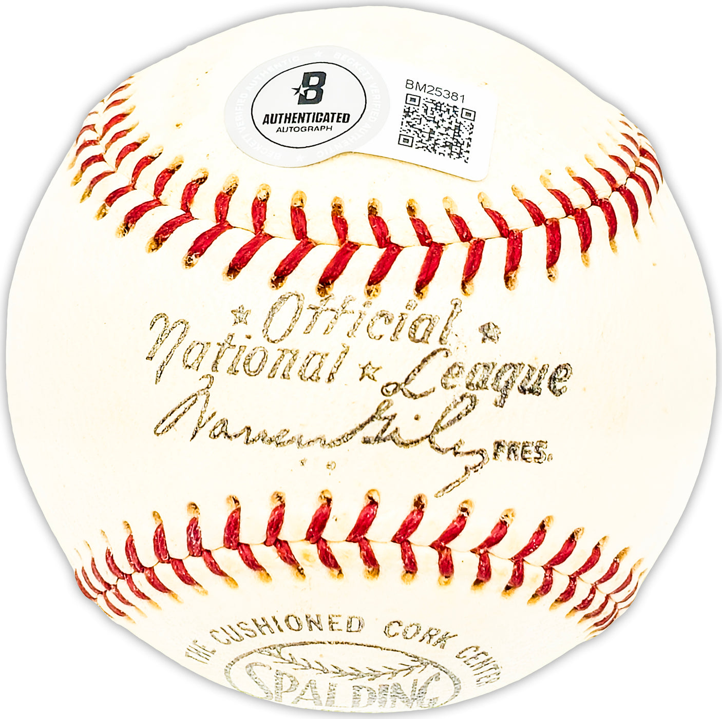 Dick Hughes Autographed Official Giles NL Baseball St. Louis Cardinals Beckett BAS QR #BM25381