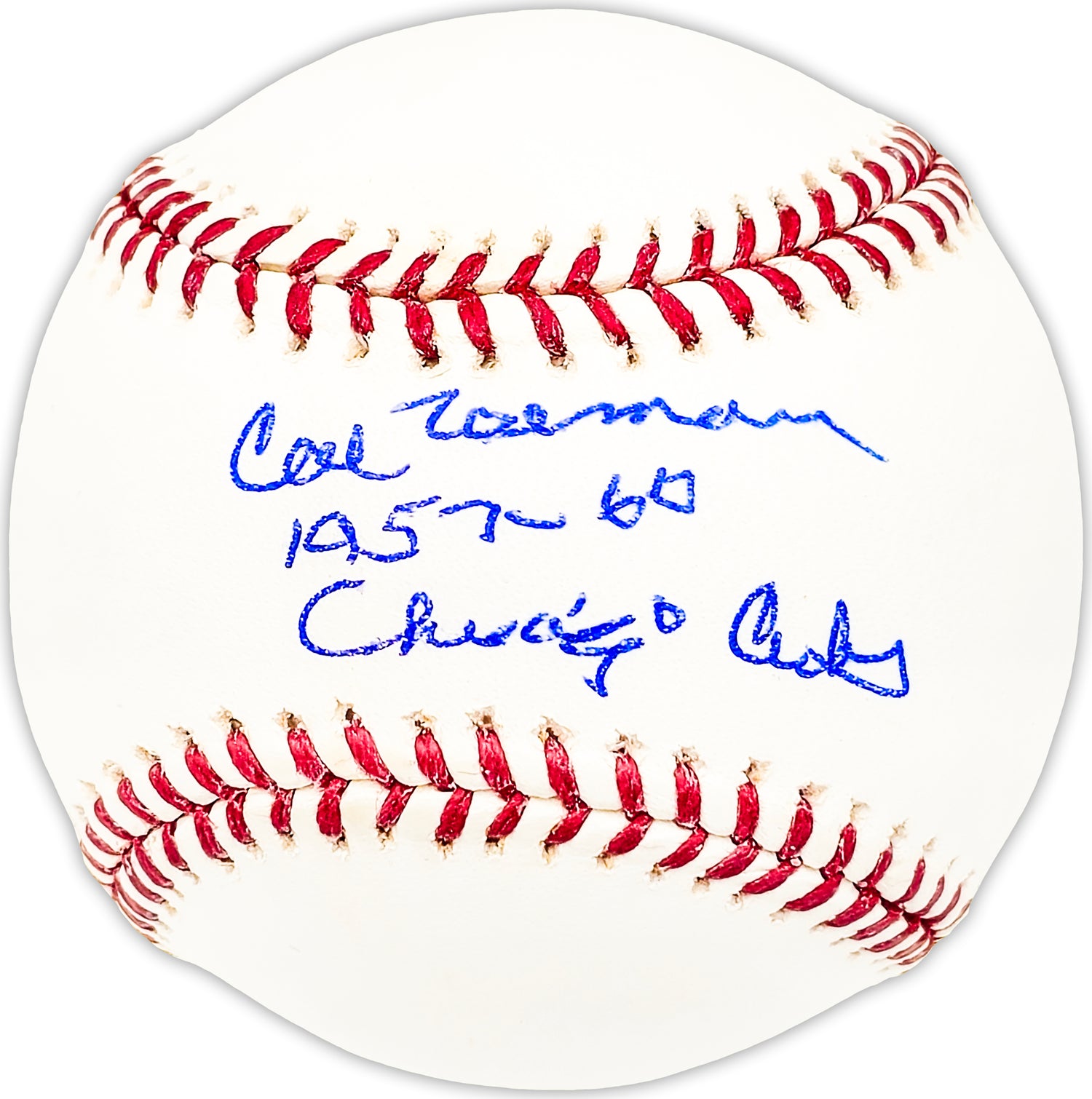 Cal Neeman Autographed Official MLB Baseball Chicago Cubs "1957-60 Chicago Cubs" Beckett BAS QR #BM25004