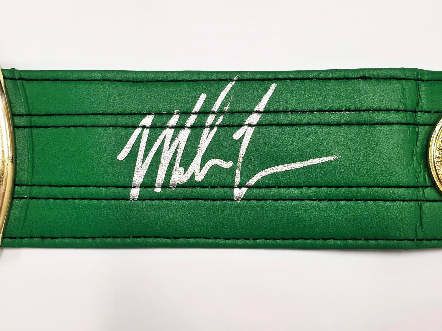 Mike Tyson & Evander Holyfield Autographed Green WBC World Championship Boxing Belt JSA QR Stock #239483