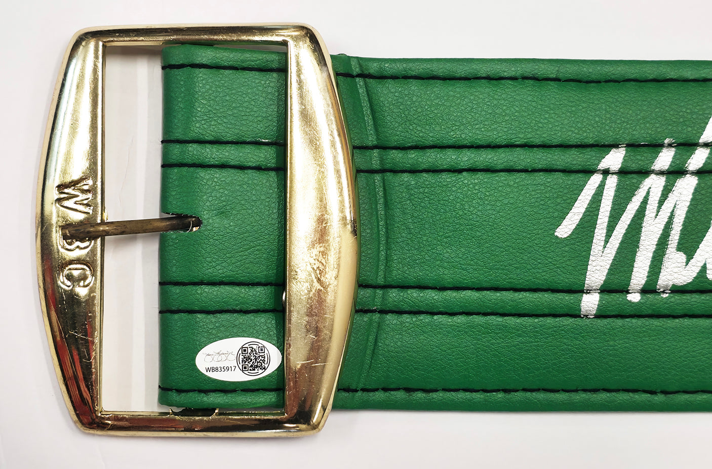 Mike Tyson & Evander Holyfield Autographed Green WBC World Championship Boxing Belt JSA QR Stock #239483
