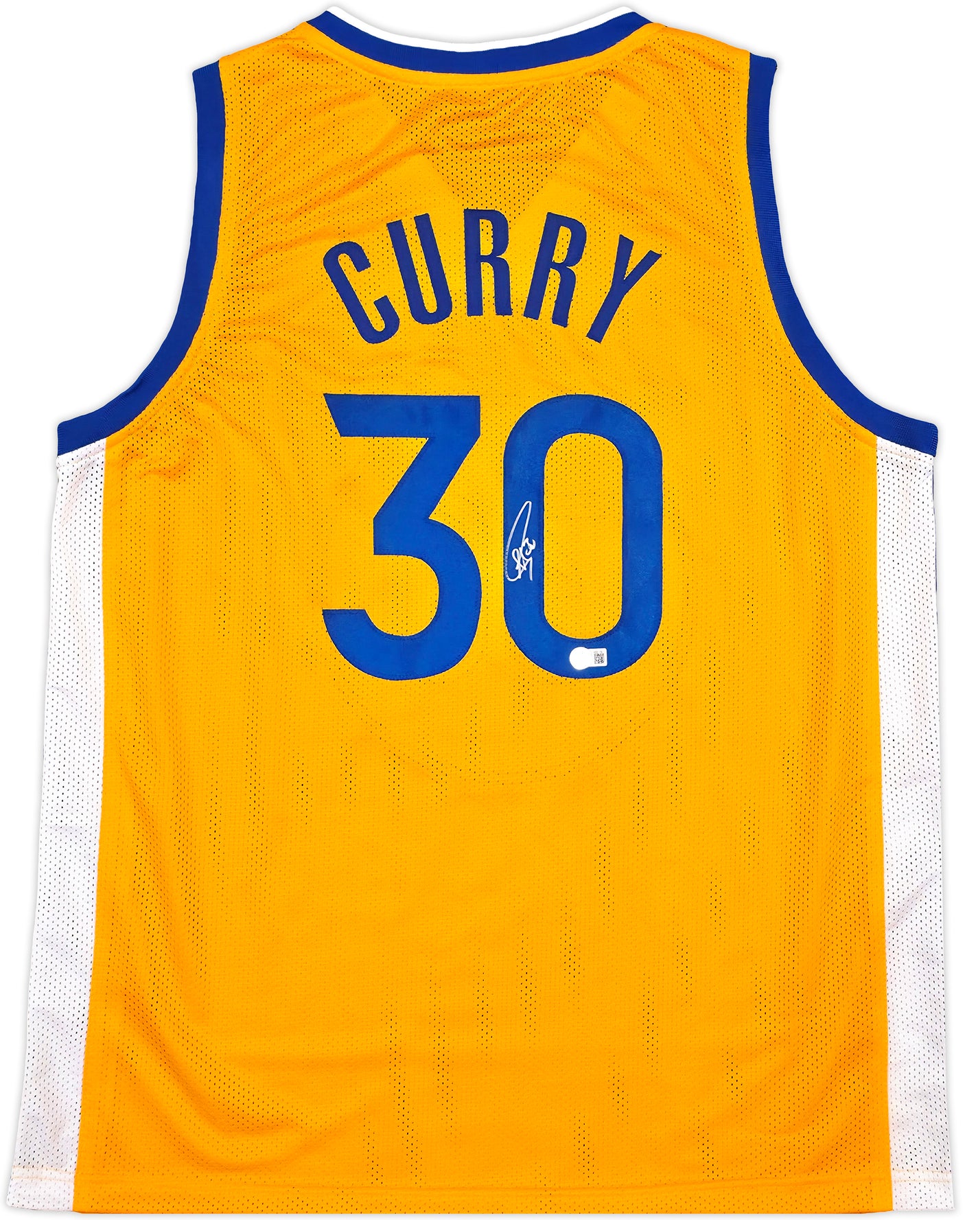 Golden State Warriors Stephen Curry Autographed Yellow Jersey Beckett BAS Stock #238842