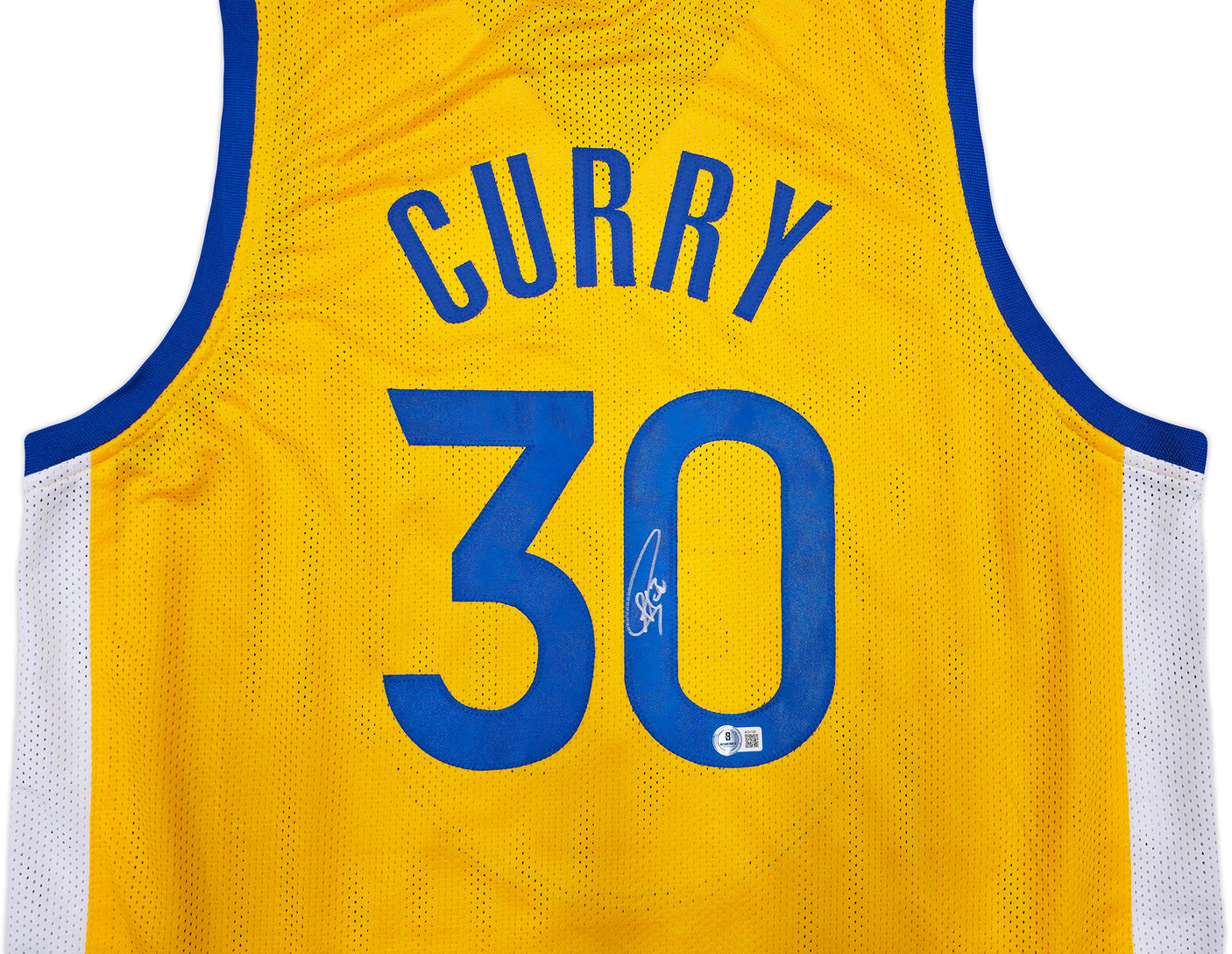 Golden State Warriors Stephen Curry Autographed Yellow Jersey Beckett BAS Stock #238842