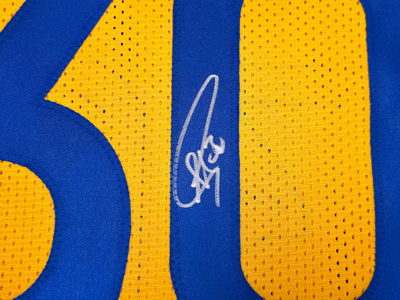Golden State Warriors Stephen Curry Autographed Yellow Jersey Beckett BAS Stock #238842