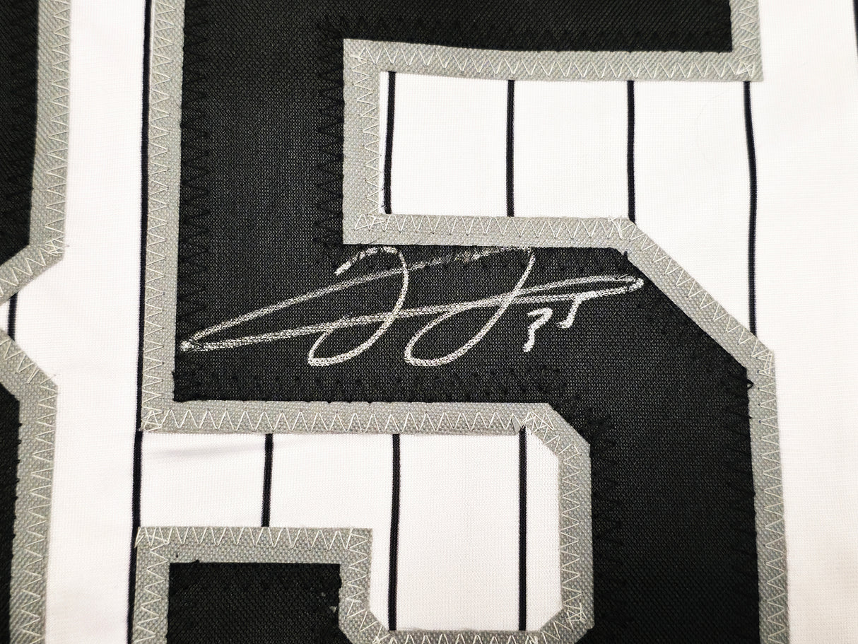 Chicago White Sox Frank Thomas Autographed White Pinstripe Jersey Beckett BAS Witness Stock #239749