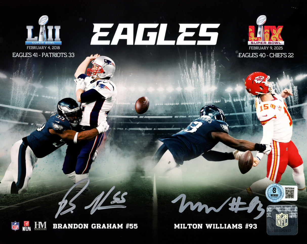 Brandon Graham & Milton Williams Autographed 8x10 Photo Philadelphia Eagles Beckett BAS Witness Stock #239726