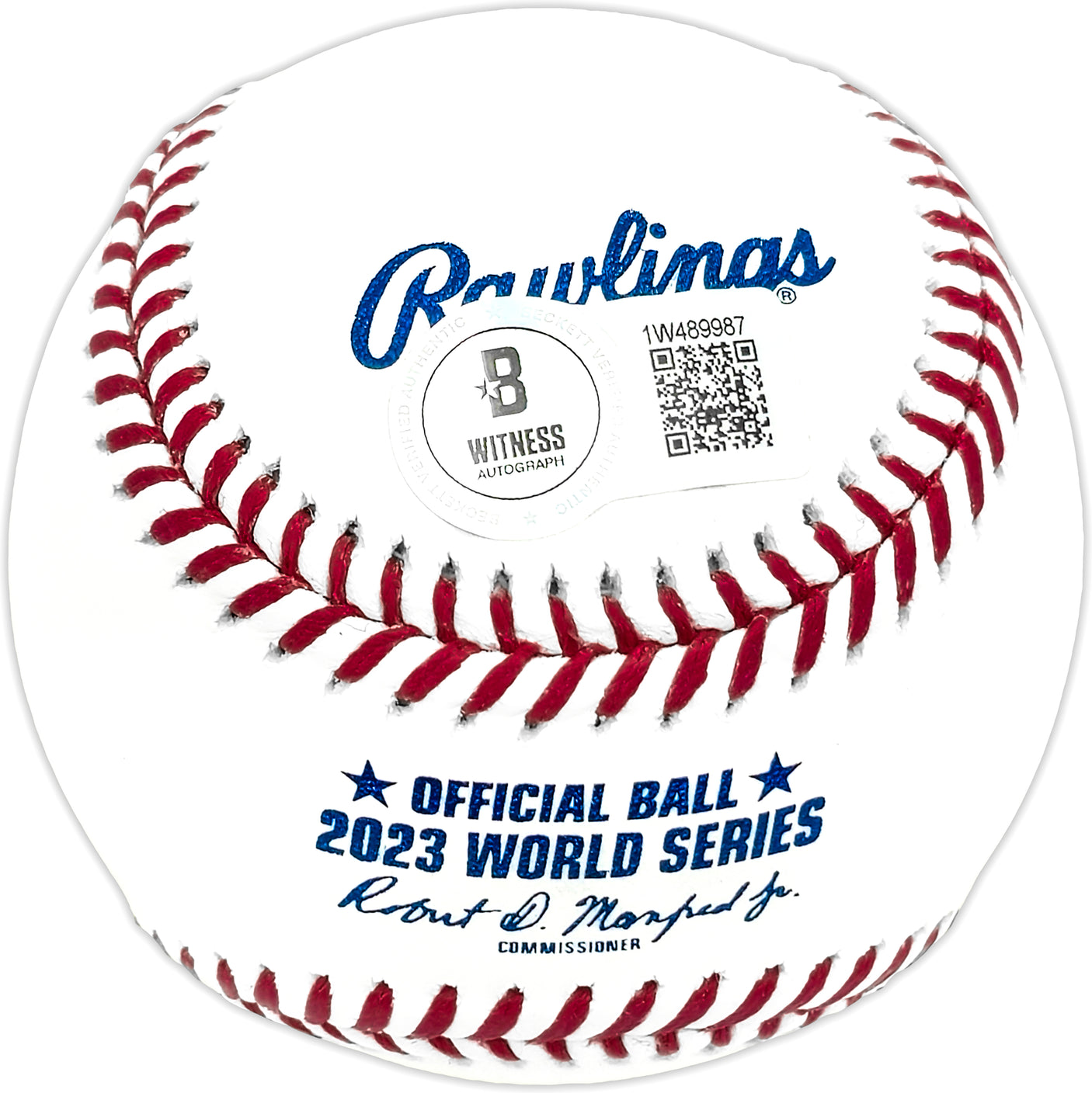 Zac Gallen Autographed Official 2023 World Series Logo MLB Baseball Arizona Diamondbacks Beckett BAS Witness Stock #227323