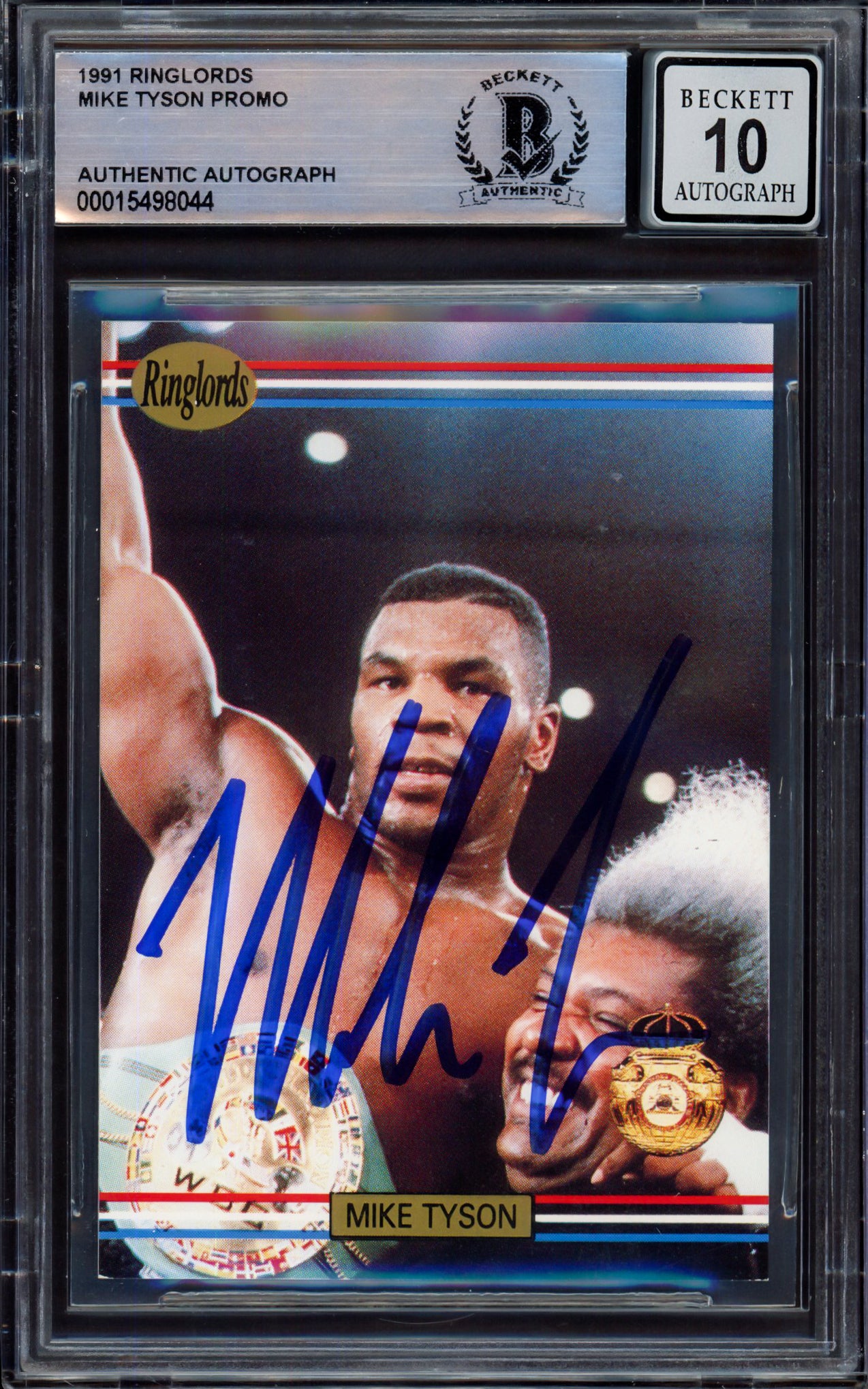 Mike Tyson Autographed 1991 Players International Ringlords Sample Card Auto Grade Gem Mint 10 Beckett BAS #15498044