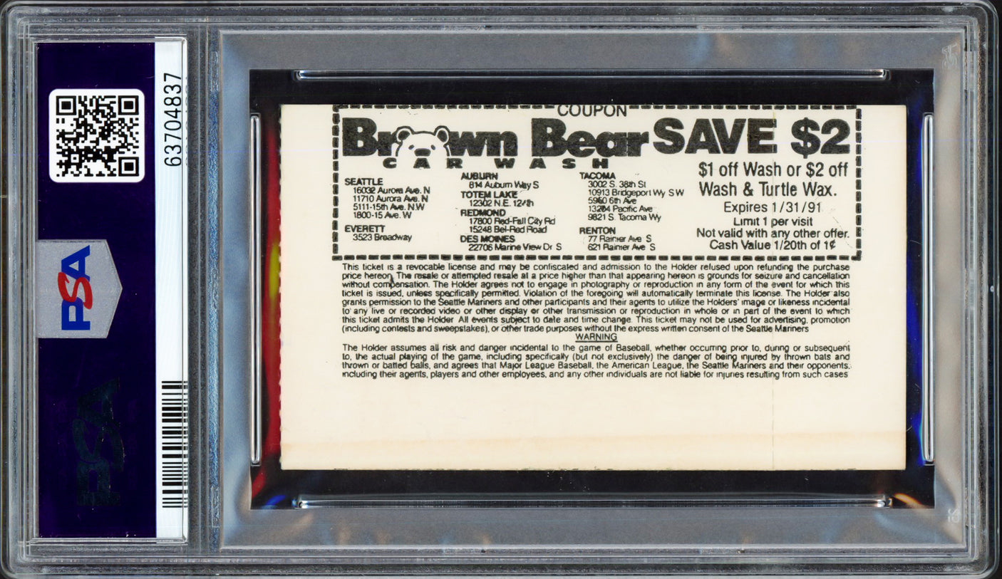 Randy Johnson Autographed 1st No Hitter Ticket Stub Seattle Mariners June 2nd, 1990 PSA 8 Auto Grade Gem Mint 10 Highest Graded PSA/DNA #63704837