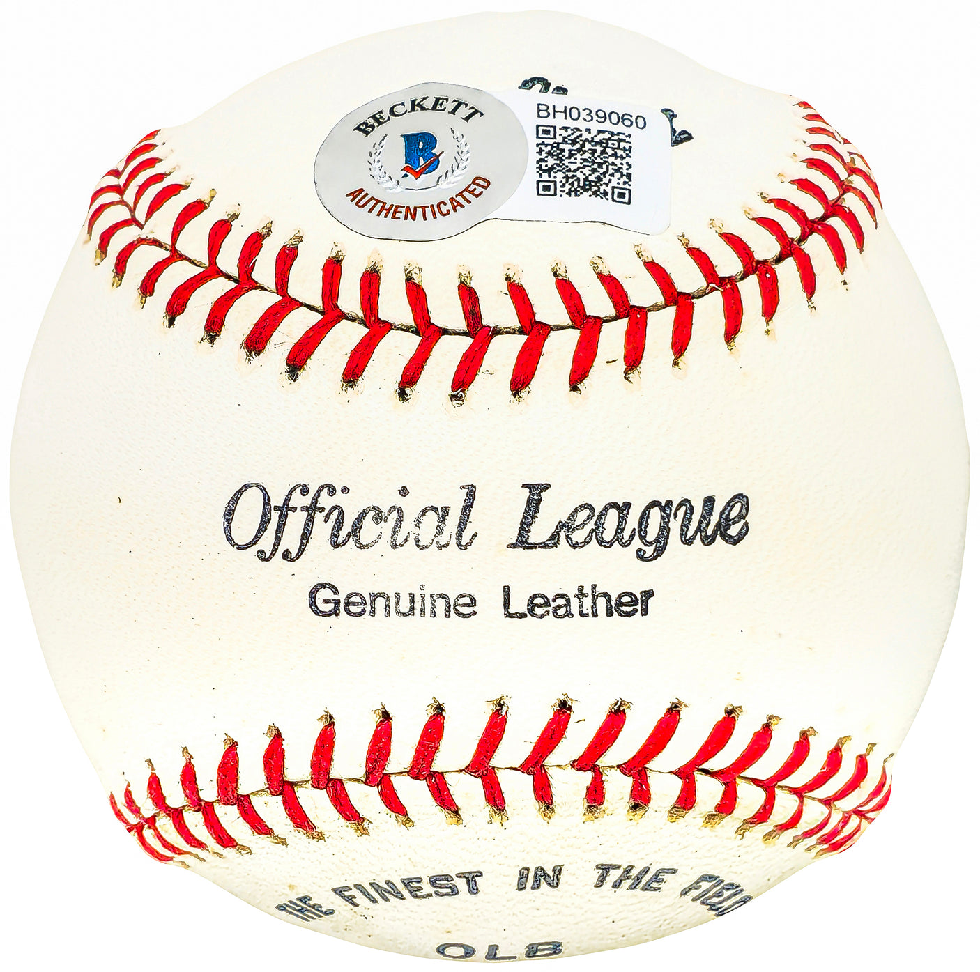 Ewald Lefty Pyle Autographed Official League Baseball Browns, Braves Vintage Signature Beckett BAS QR #BH039060