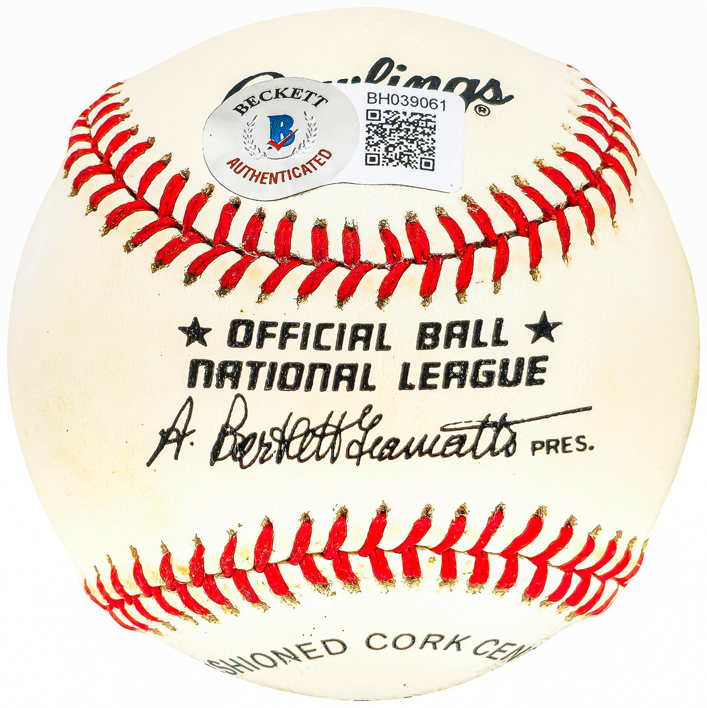 Charles "Red" Barrett Autographed Official NL Baseball Cincinnati Reds, Atlanta Braves Vintage Signature Beckett BAS QR #BH039061