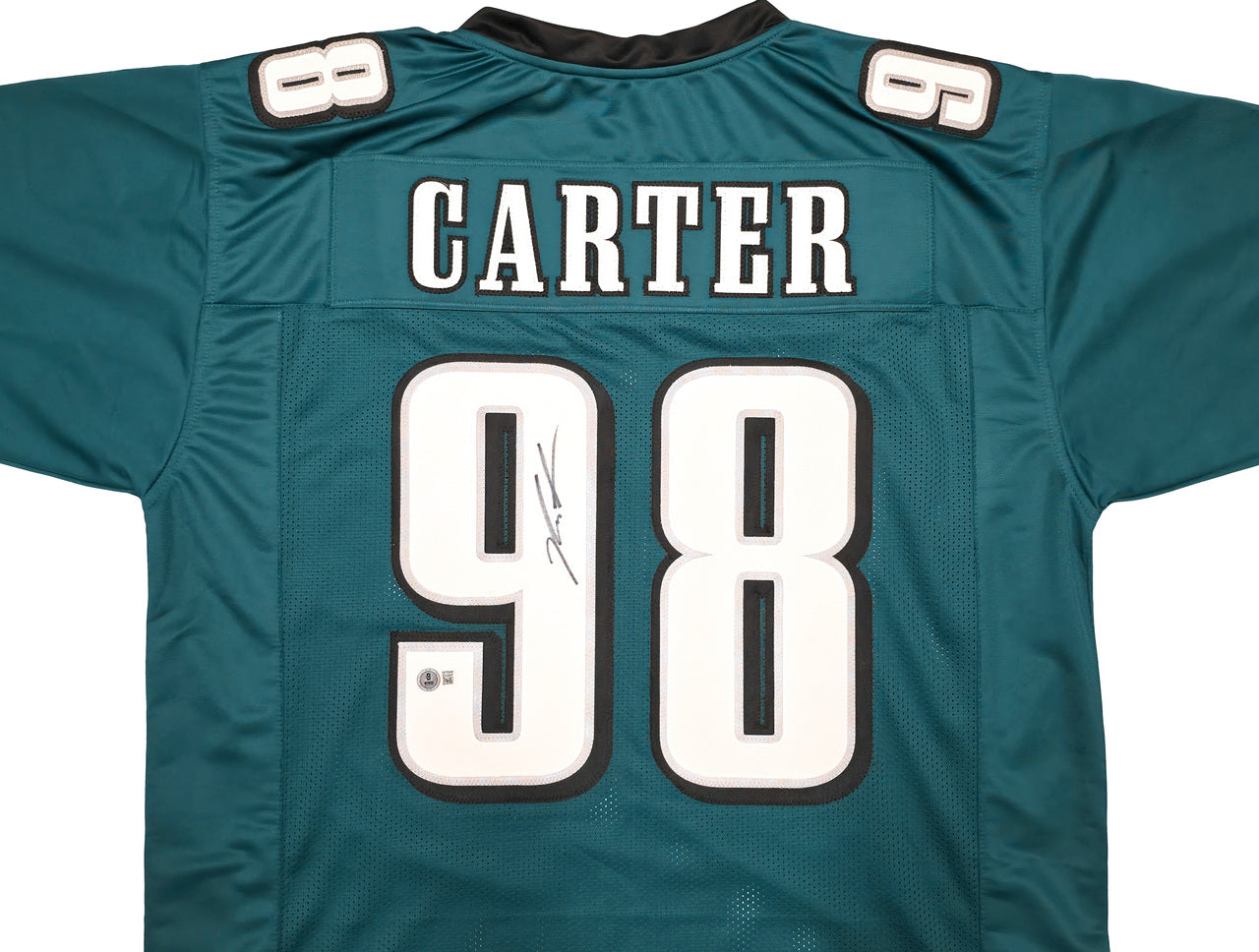 Philadelphia Eagles Jalen Carter Autographed Green Jersey Beckett BAS Witness Stock #238929
