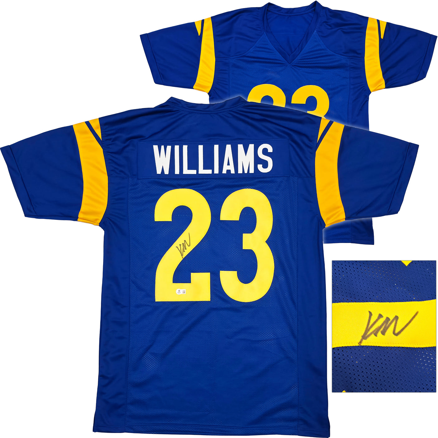 Los Angeles Rams Kyren Williams Autographed Blue Jersey Beckett BAS QR Stock #239038
