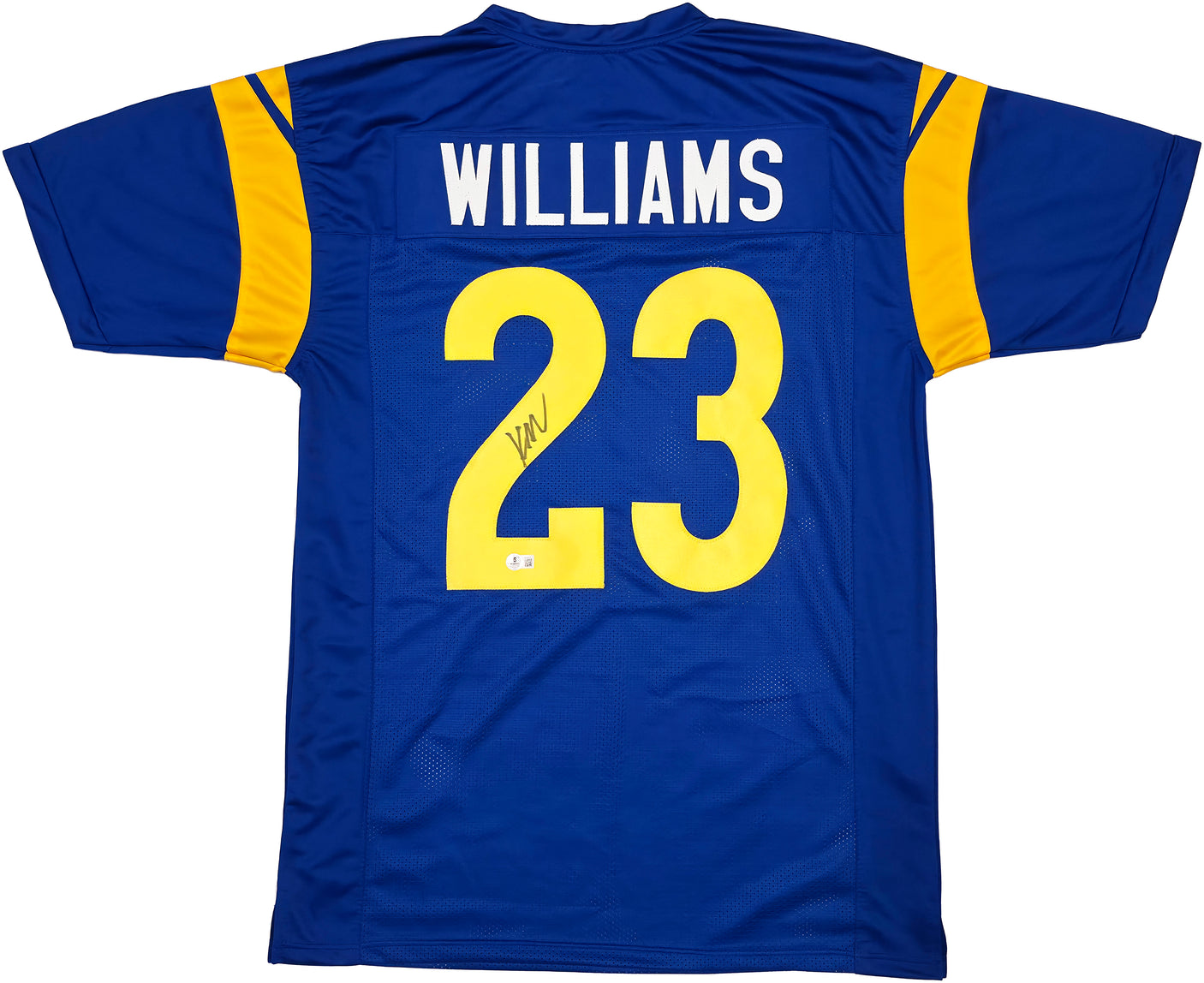 Los Angeles Rams Kyren Williams Autographed Blue Jersey Beckett BAS QR Stock #239038
