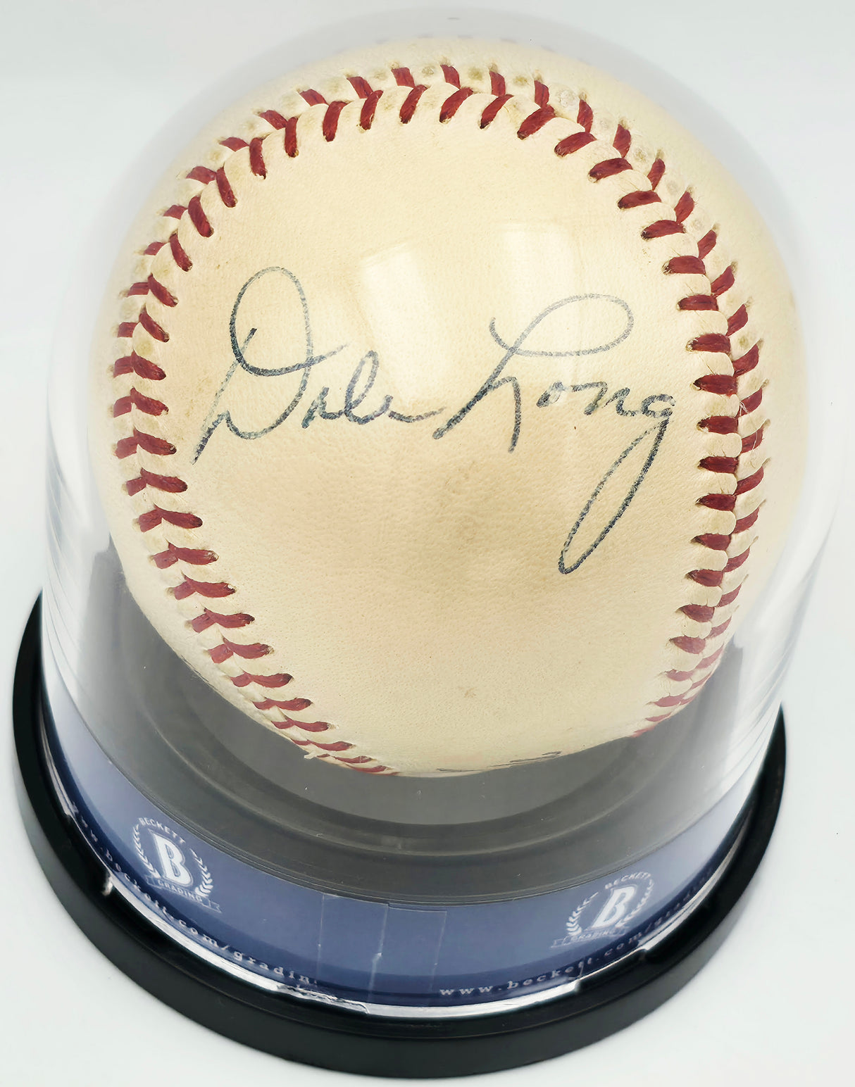 Roberto Clemente & Dale Long Autographed Official Giles NL Baseball Pittsburgh Pirates Auto Grade Near Mint/Mint 8 Beckett BAS #17610869