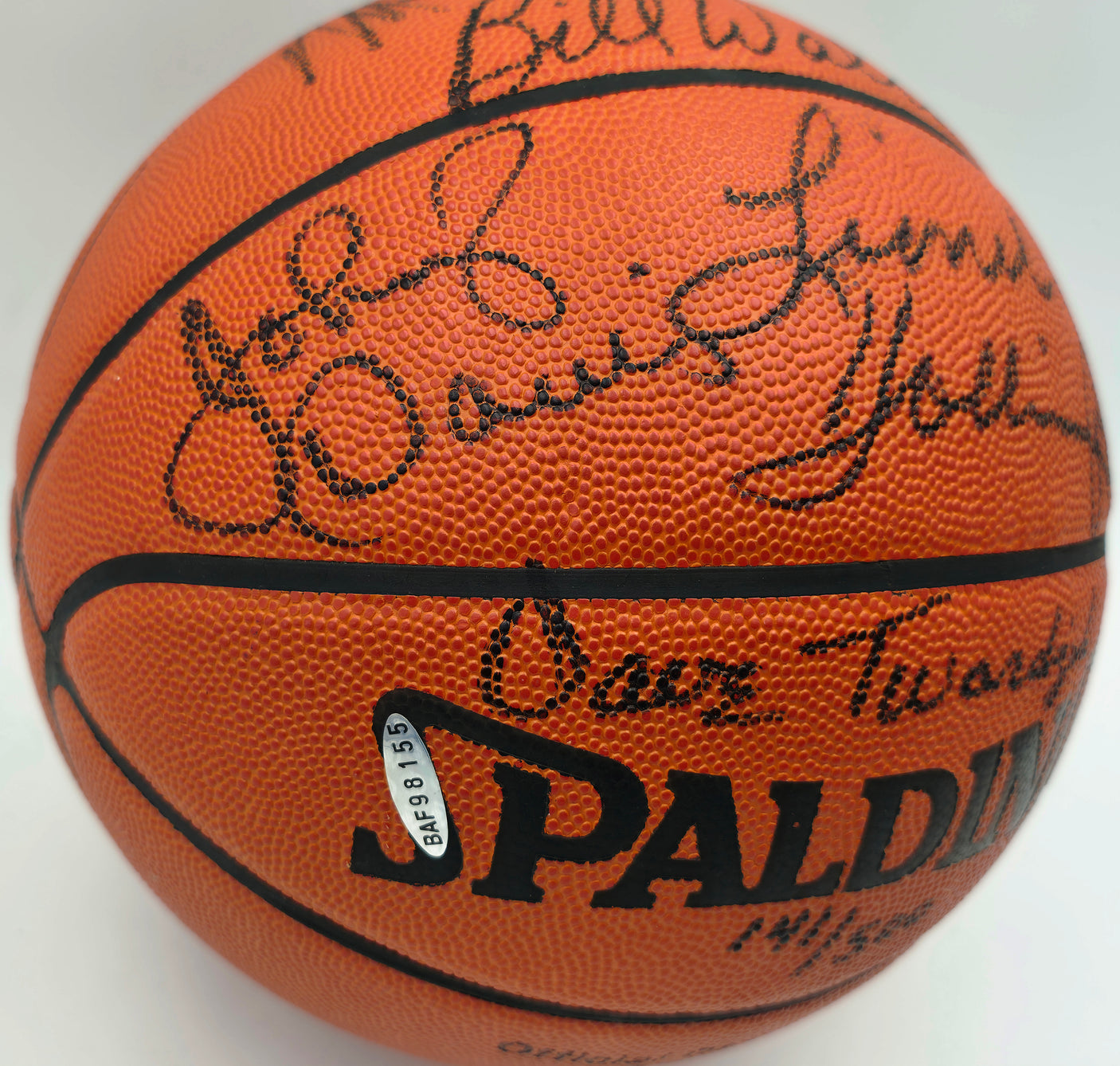 1976-77 Portland Trail Blazers Team Autographed Spalding NBA Game Basketball With 7 Signatures Including Bill Walton Beckett BAS #AE31354
