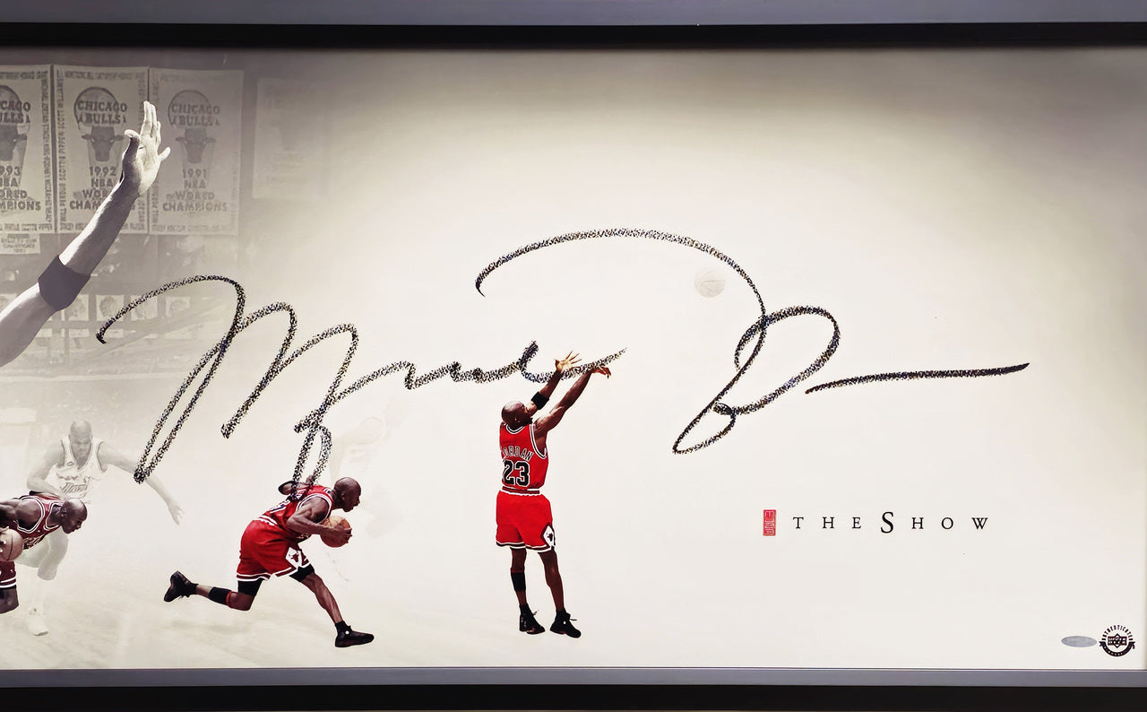 Michael Jordan Autographed Framed 20x46 "The Show" Poster Photo Chicago Bulls "Last Shot" UDA Holo #BAM142269