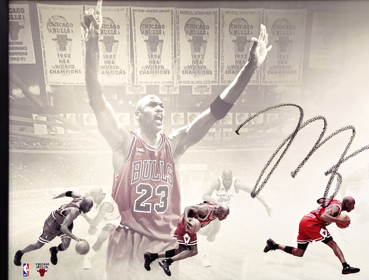 Michael Jordan Autographed Framed 20x46 "The Show" Poster Photo Chicago Bulls "Last Shot" UDA Holo #BAM142269