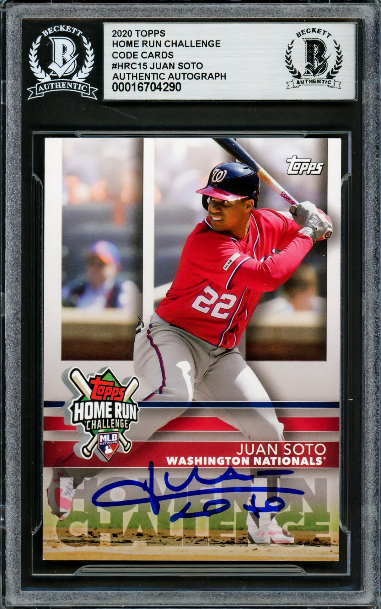 Juan Soto Autographed 2020 Topps Home Run Challenge Card #HRC15 New York Mets Beckett BAS #16704290