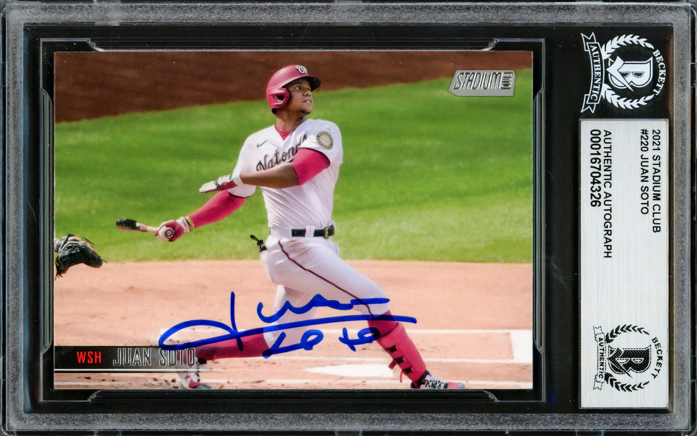Juan Soto Autographed 2021 Stadium Club Card #220 New York Mets Beckett BAS #16704326