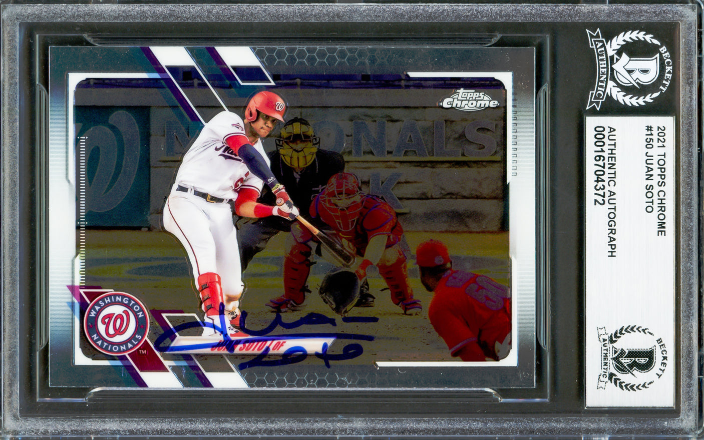 Juan Soto Autographed 2021 Topps Chrome Card #150 New York Mets Beckett BAS #16704372