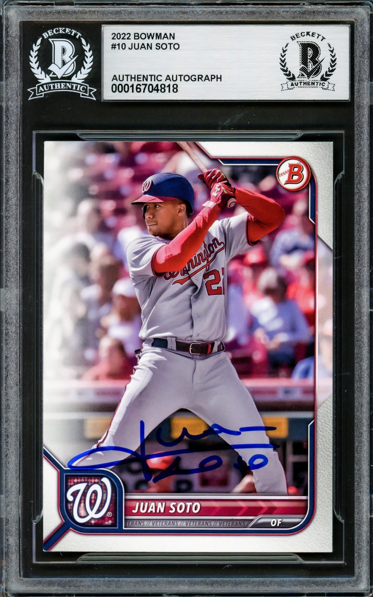 Juan Soto Autographed 2022 Bowman Card #10 New York Mets Beckett BAS #16704818