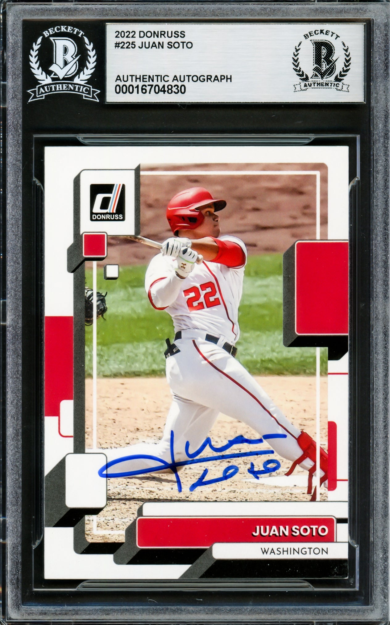 Juan Soto Autographed 2022 Donruss Card #225 New York Mets Beckett BAS #16704830