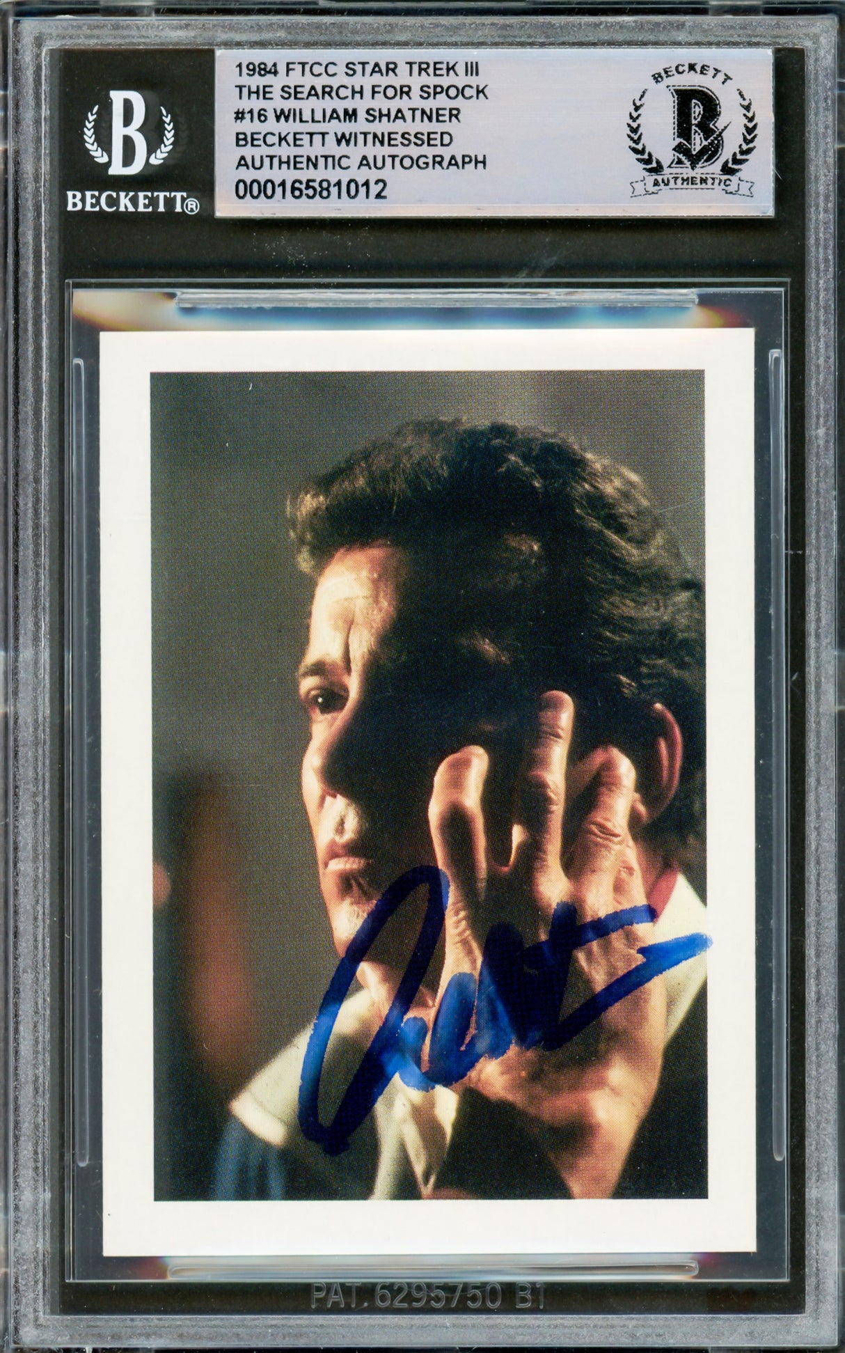 William Shatner Autographed 1984 FTCC Search For Spok Card #16 Star Trek Captain Kirk Beckett BAS #16581012