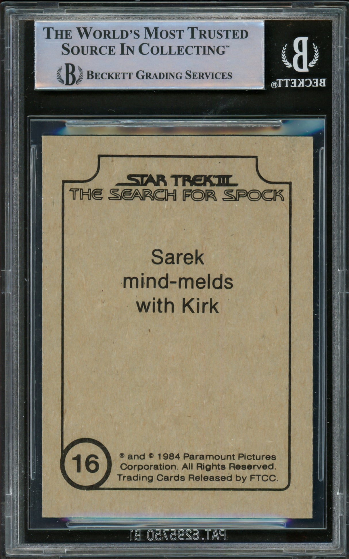 William Shatner Autographed 1984 FTCC Search For Spok Card #16 Star Trek Captain Kirk Beckett BAS #16581012