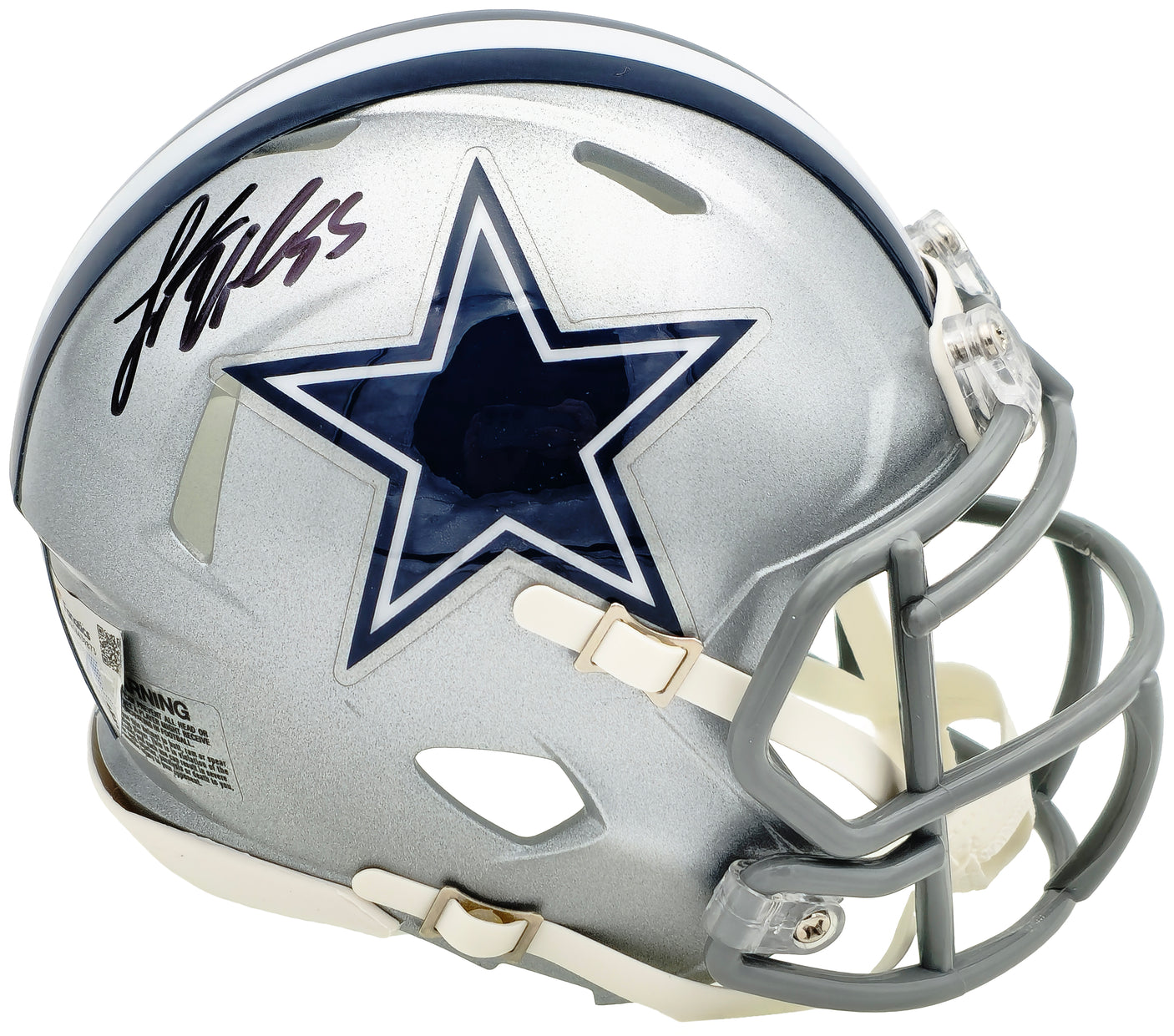 Leighton Vander Esch Autographed Dallas Cowboys Silver Speed Mini Helmet Fanatics Holo Stock #228074