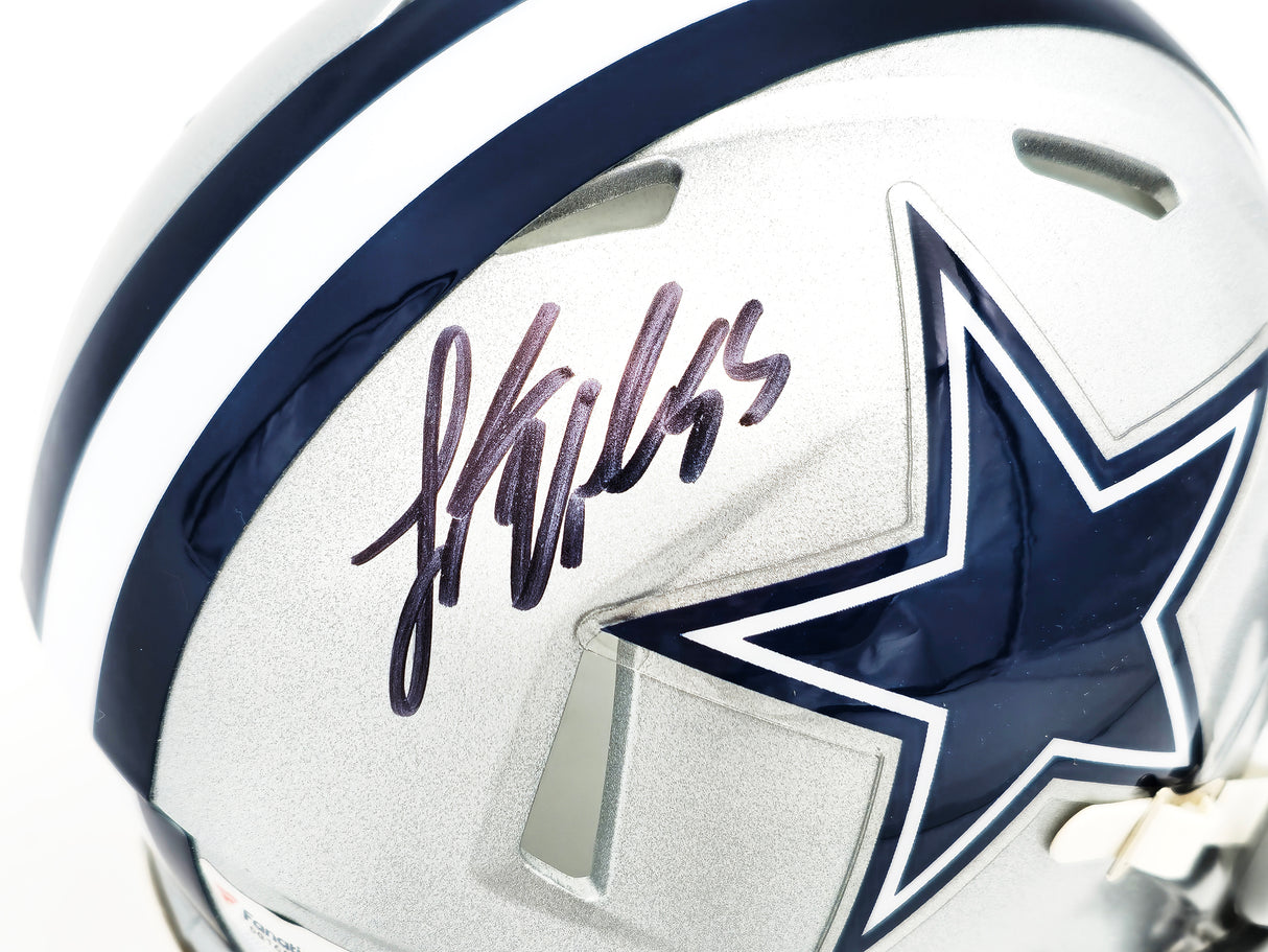 Leighton Vander Esch Autographed Dallas Cowboys Silver Speed Mini Helmet Fanatics Holo Stock #228074