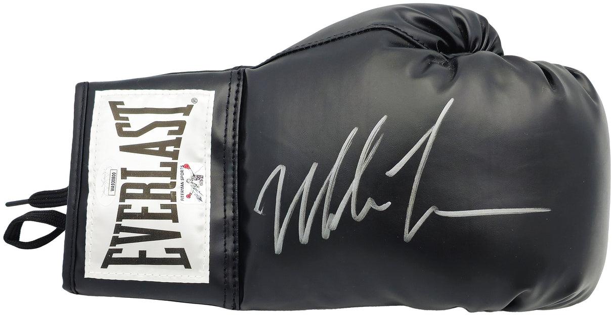 Mike Tyson Autographed Black Everlast Boxing Glove (Right Handed RH, Silver) JSA Stock #228079