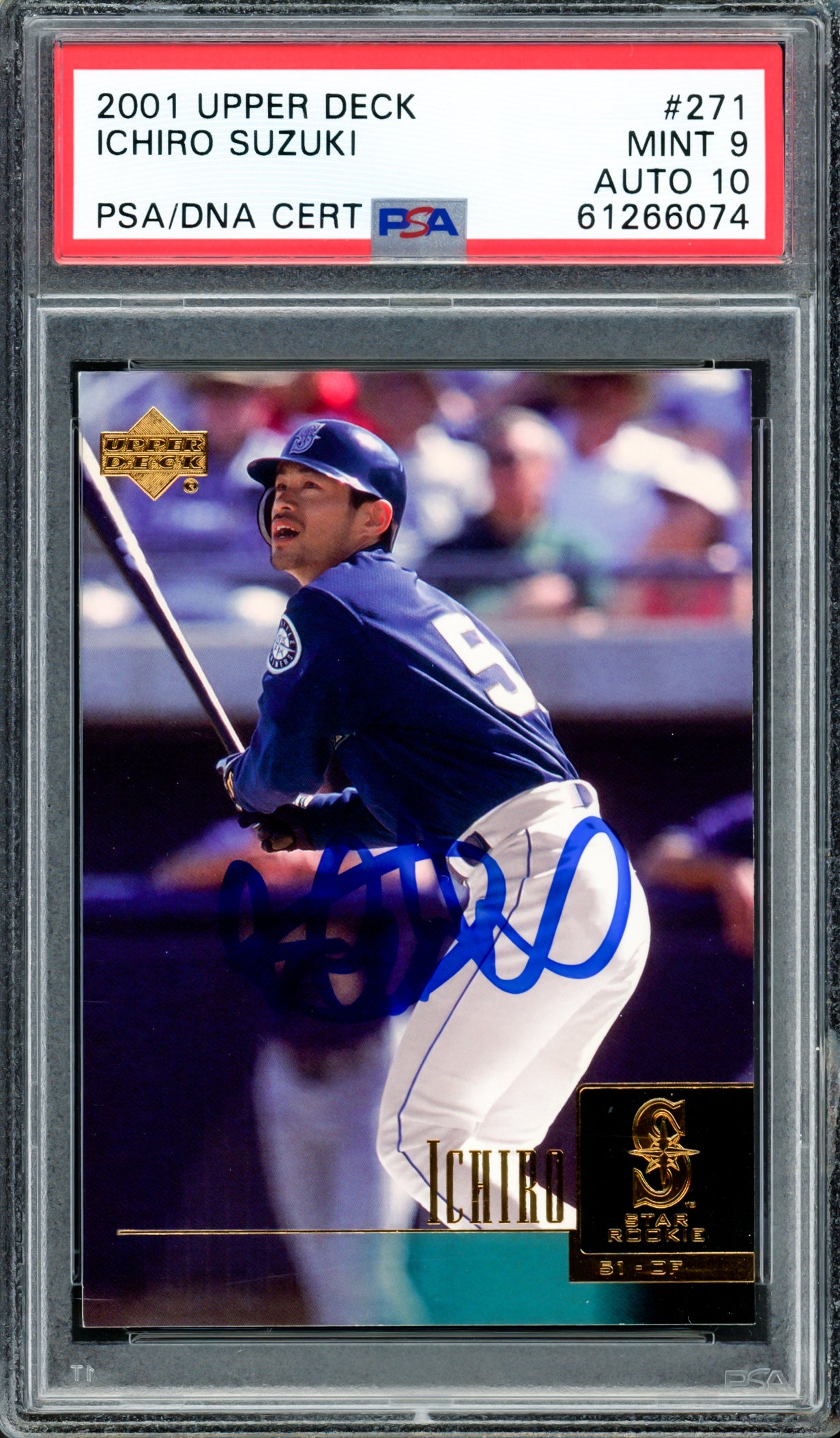 Ichiro Suzuki Autographed 2001 Upper Deck Rookie Card #271 Seattle Mariners PSA 9 Auto Grade Gem Mint 10 PSA/DNA #61266074