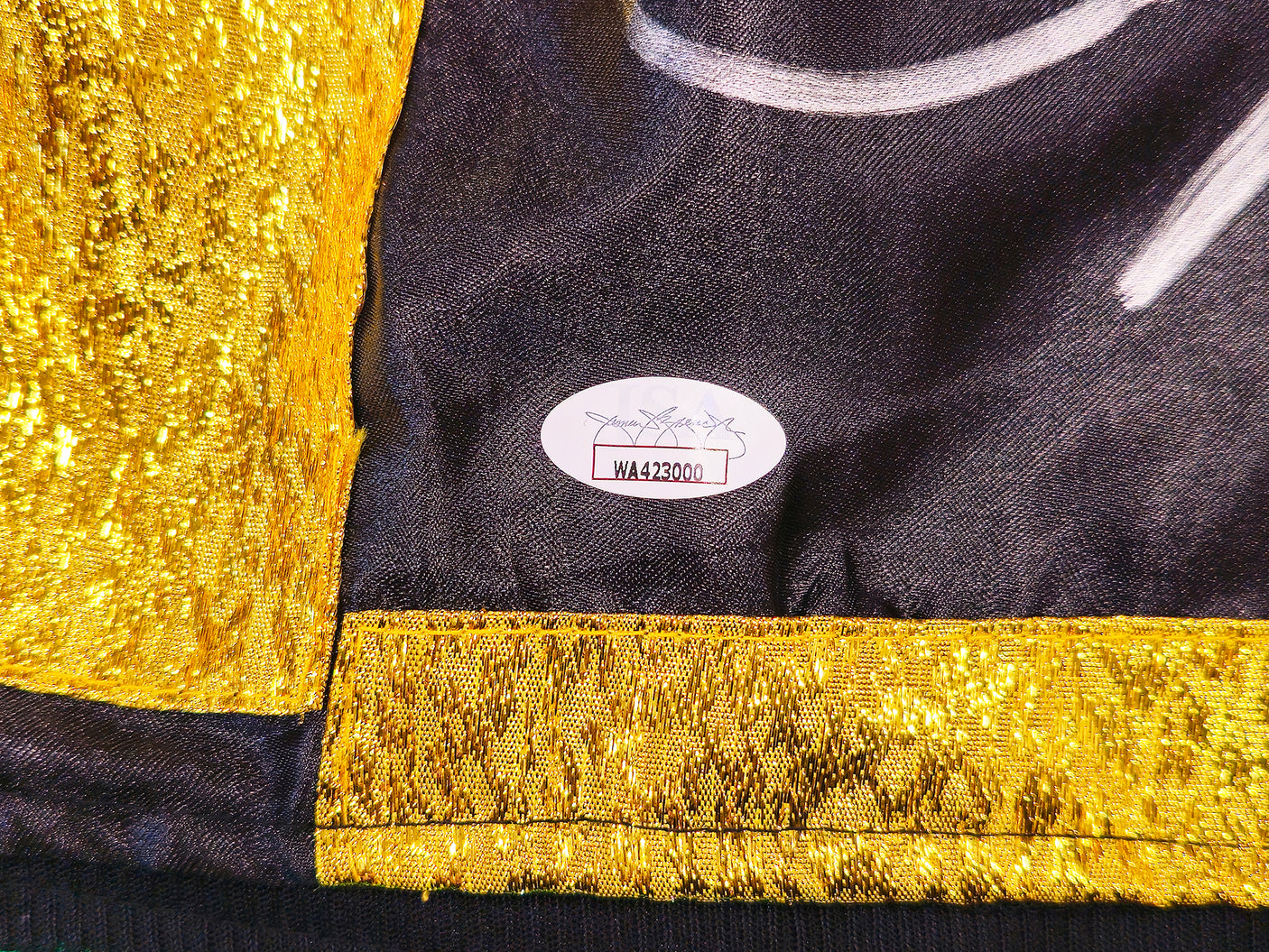 Floyd Mayweather Jr Autographed Black & Gold Boxing Trunks JSA Stock #228781