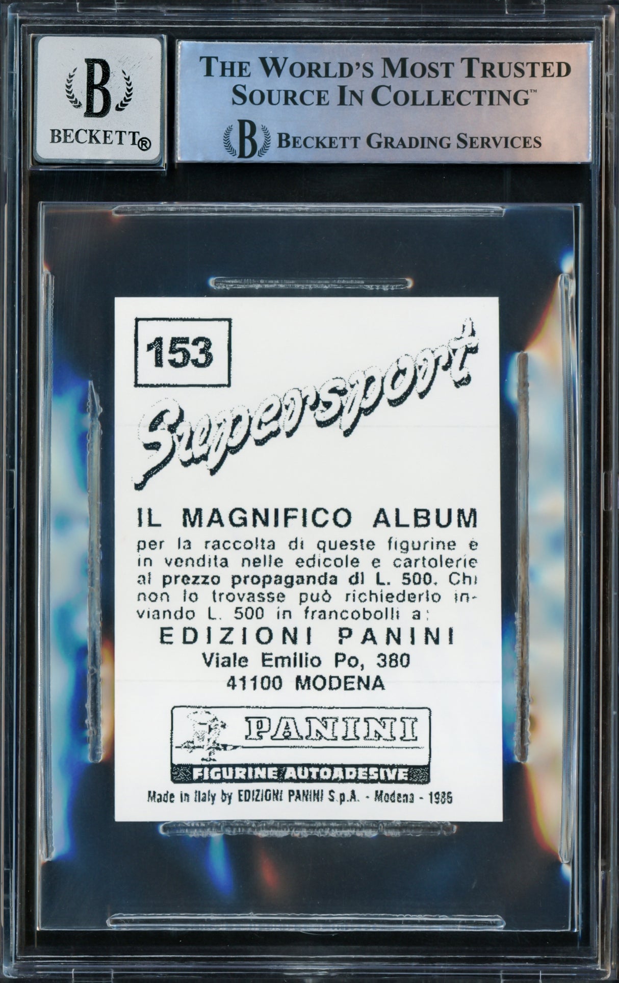 Mike Tyson Autographed 1986 Panini Supersport Reprint Rookie Retro Sticker Card #153 Auto Grade Gem Mint 10 Beckett BAS Stock #228824