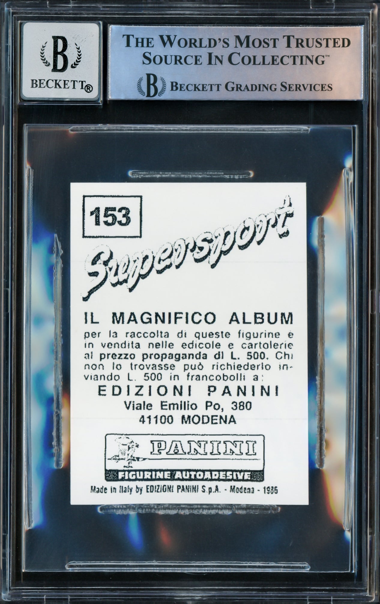 Mike Tyson Autographed 1986 Panini Supersport Reprint Rookie Retro Sticker Card #153 Auto Grade Gem Mint 10 Beckett BAS Stock #228824