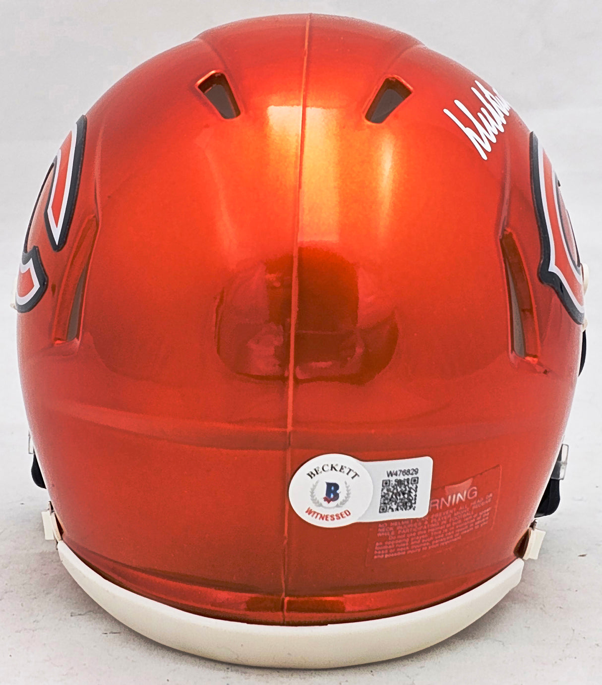 Dick Butkus Autographed Chicago Bears Flash Orange Speed Mini Helmet Beckett BAS Witness Stock #214945